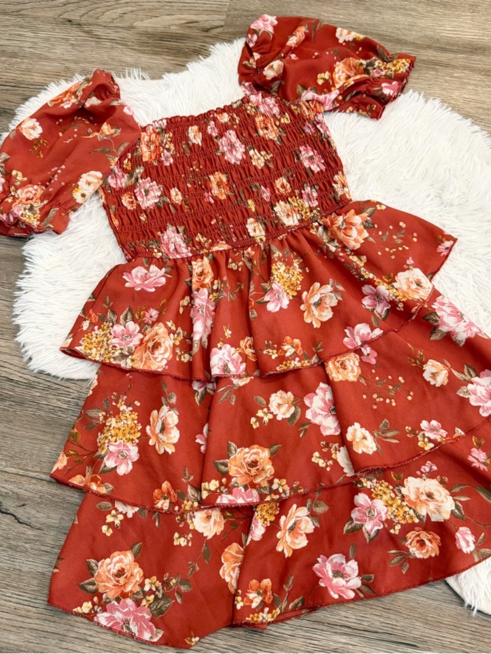 Inspired Hearts Dress Smocked Floral Cowgirl Summer Tween Teen Medium